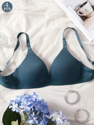 1pc V-Shaped Women Comfortable Wireless Soft Cup Solid Color Bra