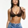 Apricot Color Non Wired Push-Up Bra With Double Breasted Closure