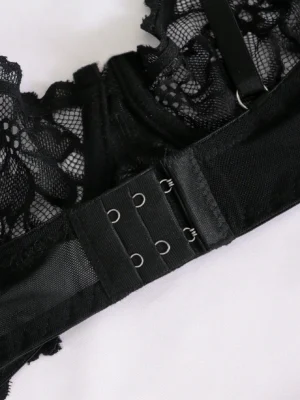 Black Sheer Lace Half Cup Net Bra