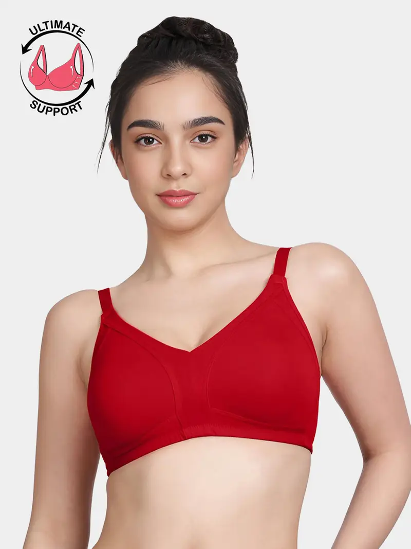 Casual Full Coverage Everyday Bra - Fiery Red