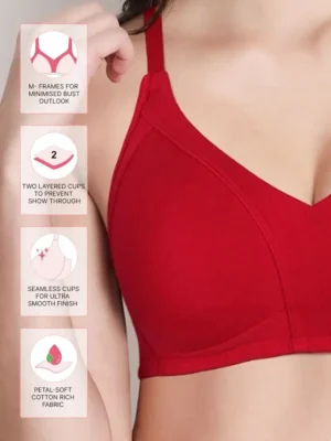 Casual Full Coverage Everyday Bra - Fiery Red