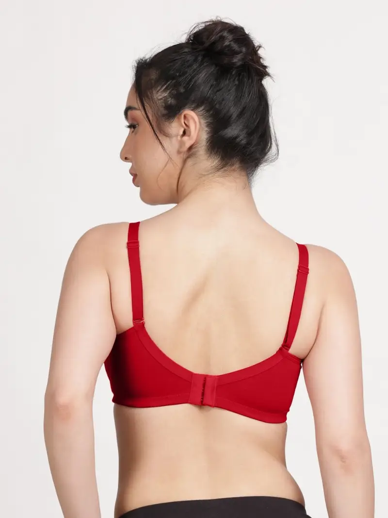Casual Full Coverage Everyday Bra - Fiery Red