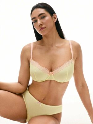 Dream Curve Air Unlined Breathable Minimizer Yollow Sheer Mesh Lace Bra