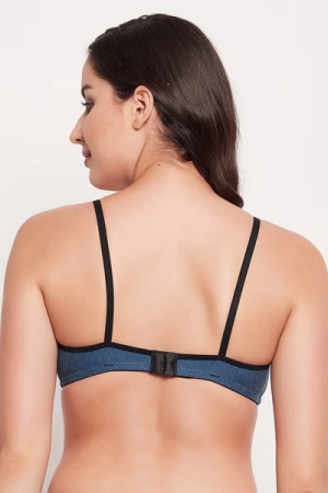 Full Coverage Bra in Dark Blue - Cotton & Powernet