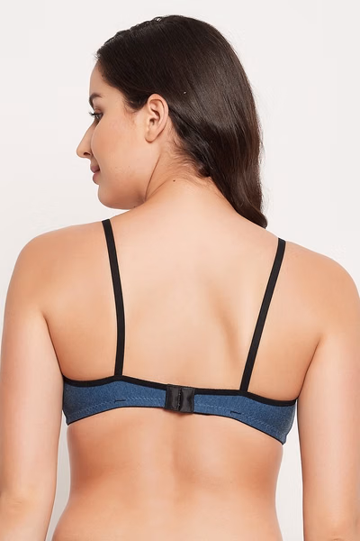 Full Coverage Bra in Dark Blue - Cotton & Powernet
