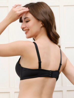 Medium Coverage Underwired Lightly Padded Sexy Bra - Black