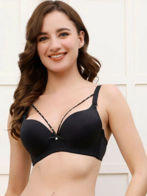 Medium Coverage Underwired Lightly Padded Sexy Bra - Black