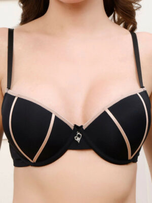 Medium Coverage Underwired Padded Bra - Black