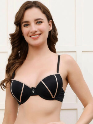Medium Coverage Underwired Padded Bra - Black