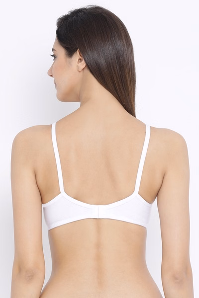 Non-Padded Non-Wired Full Coverage Bra In White - Cotton Rich