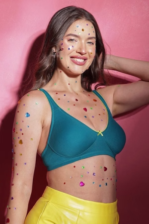 Non-Wired Non-Padded Everyday Bra in Turquoise Green - Cotton