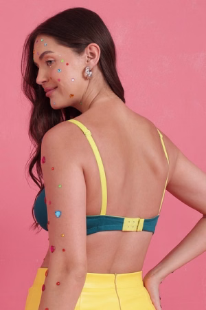 Non-Wired Non-Padded Everyday Bra in Turquoise Green - Cotton