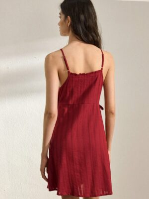 Ocili 100% Cotton Comfortable Striped Textured Nightdress