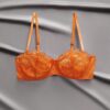 Orange Lace Patchwork Sheer Romantic French Elegant Sexy Net bra