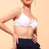Padded Underwired Demi Cup Bra in White - Lace