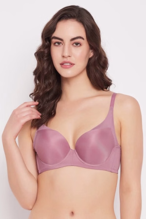 Push-Up Padded Underwired Demi Cup T-shirt Bra in Mauve
