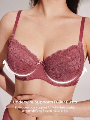 Woman Burgundy Full Coverage Lingerie Bra