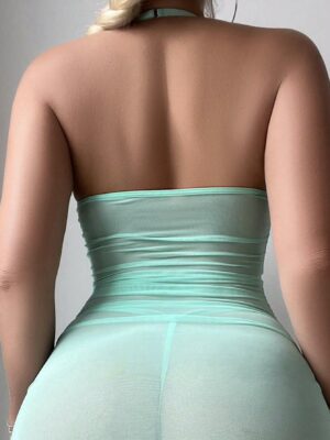 Women Mature Mesh Hollow Out Sexy Transparent Nightdress