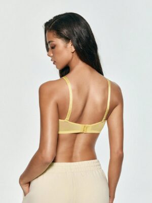 Yellow Mesh Underwire Removable Double Row Hook Net Bra