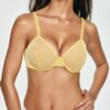 Yellow Mesh Underwire Removable Double Row Hook Net Bra