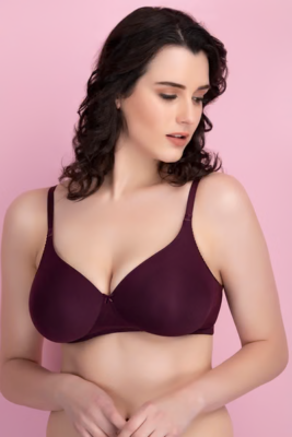 Padded Non Wired Full Coverage T-shirt Bra in Purple