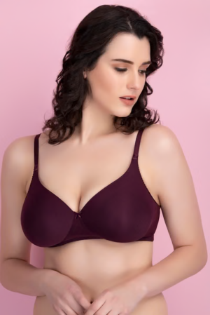 Padded Non Wired Full Coverage T-shirt Bra in Purple