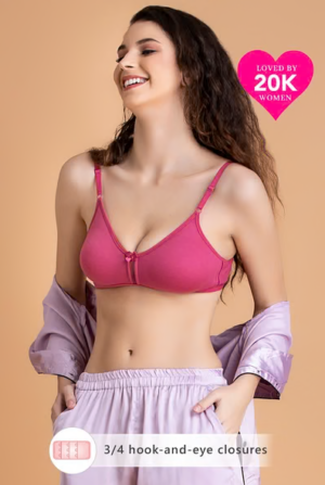 Non-Wired Full Coverage Bra in Dusty Pink- Cotton Rich