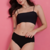 Mid Waist Solid Hipster Panty in Black - Cotton