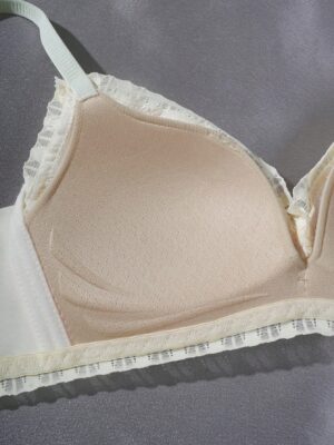 1pc Cream Style Lace Wire-Free Bra for Girls