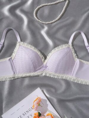 1pc Cream Style Lace Wire-Free Bra for Girls