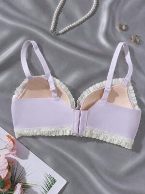 1pc Cream Style Lace Wire-Free Bra for Girls
