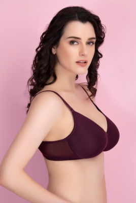 Padded Non Wired Full Coverage T-shirt Bra in Purple
