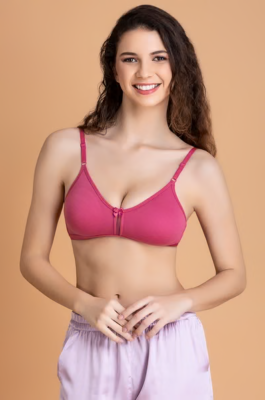 Non-Wired Full Coverage Bra in Dusty Pink- Cotton Rich