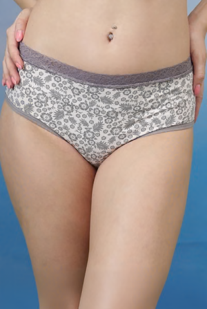 Mid Waist Floral Print Hipster Panty in Dark Slate