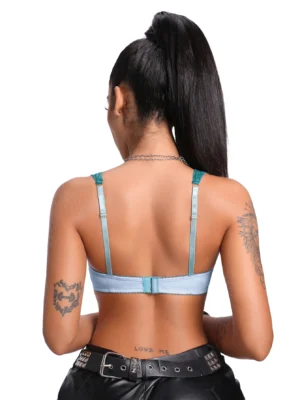 AltBold 1pc Contrast Color Lace Wide Strap Underwire Bra