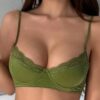 DAZY Lace Patchwork Wireless Padded Adjustable Spaghetti Strap Bridal Bra