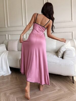 DUSKBASE Lace Trim Soft & Comfortable Women's Long Night Dress