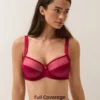 Full Coverage Side Support Christmas Red Mesh Sheer Sexy Bra