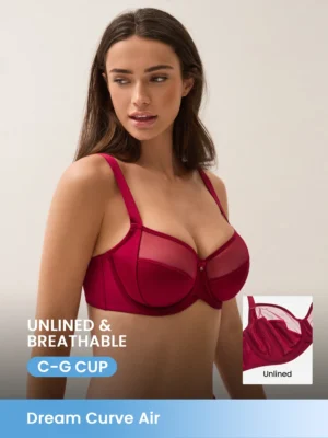 Full Coverage Side Support Christmas Red Mesh Sheer Sexy Bra