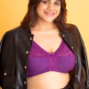 Full-Figure Plus Size Bra in Purple - Cotton & Lace