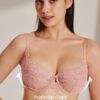 LUVLETTE Full Coverage Support Breathable Underwire Pink Sheer Bridal Bra