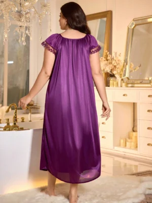 MuseNap CURVE Plus Contrast Lace Tie Front Sleep Nightdress