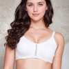 Non-Padded Non-Wired Full Figure Plus Size Bra Bra in White - Cotton