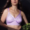 Non-Padded Non-Wired Full-Figure Plus Size Bra in Lilac Colour - Cotton