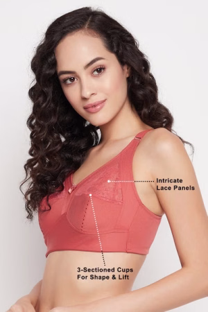 Non-Wired Full Coverage Plus Size Minimizer Bra in Peach