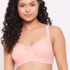 Non-Wired Full Figure Plus Size Bra in Peach Colour - Lace