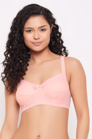 Non-Wired Full Figure Plus Size Bra in Peach Colour - Lace