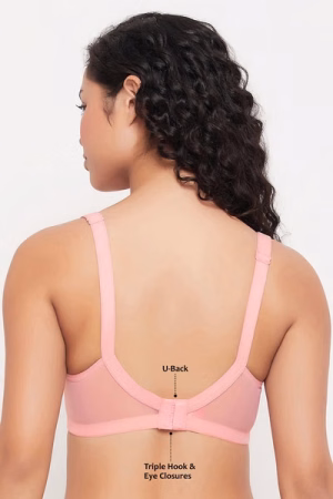 Non-Wired Full Figure Plus Size Bra in Peach Colour - Lace