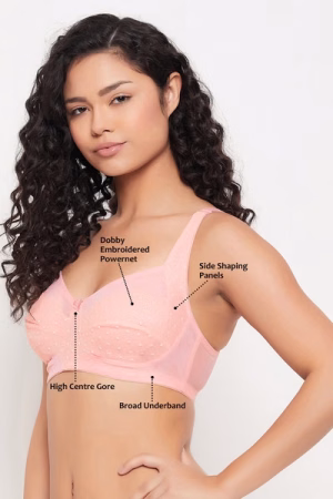 Non-Wired Full Figure Plus Size Bra in Peach Colour - Lace