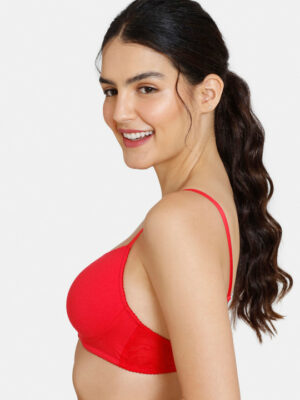 Red Solid Non-Wired Lightly Padded T-shirt Bra